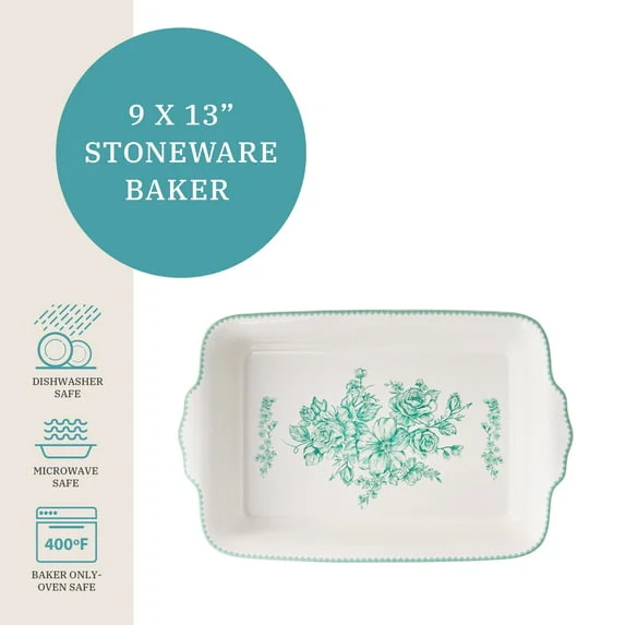 The Pioneer Woman Agatha Rectangular Baker with Lid, 9" x 13", Green - Image 5