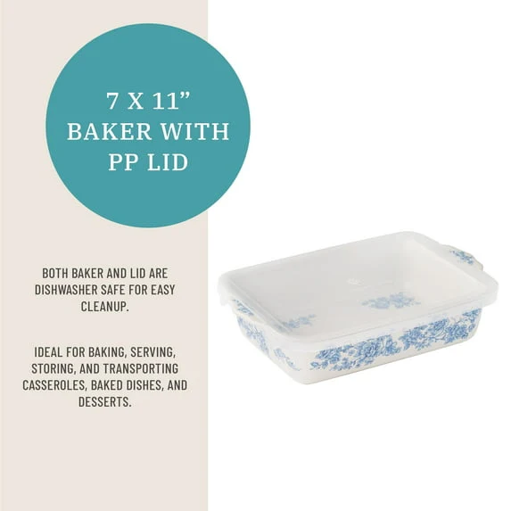 The Pioneer Woman Agatha Small Rectangular Baker with Lid, 7" x 11" - Image 5