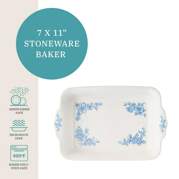 The Pioneer Woman Agatha Small Rectangular Baker with Lid, 7" x 11" - Image 6