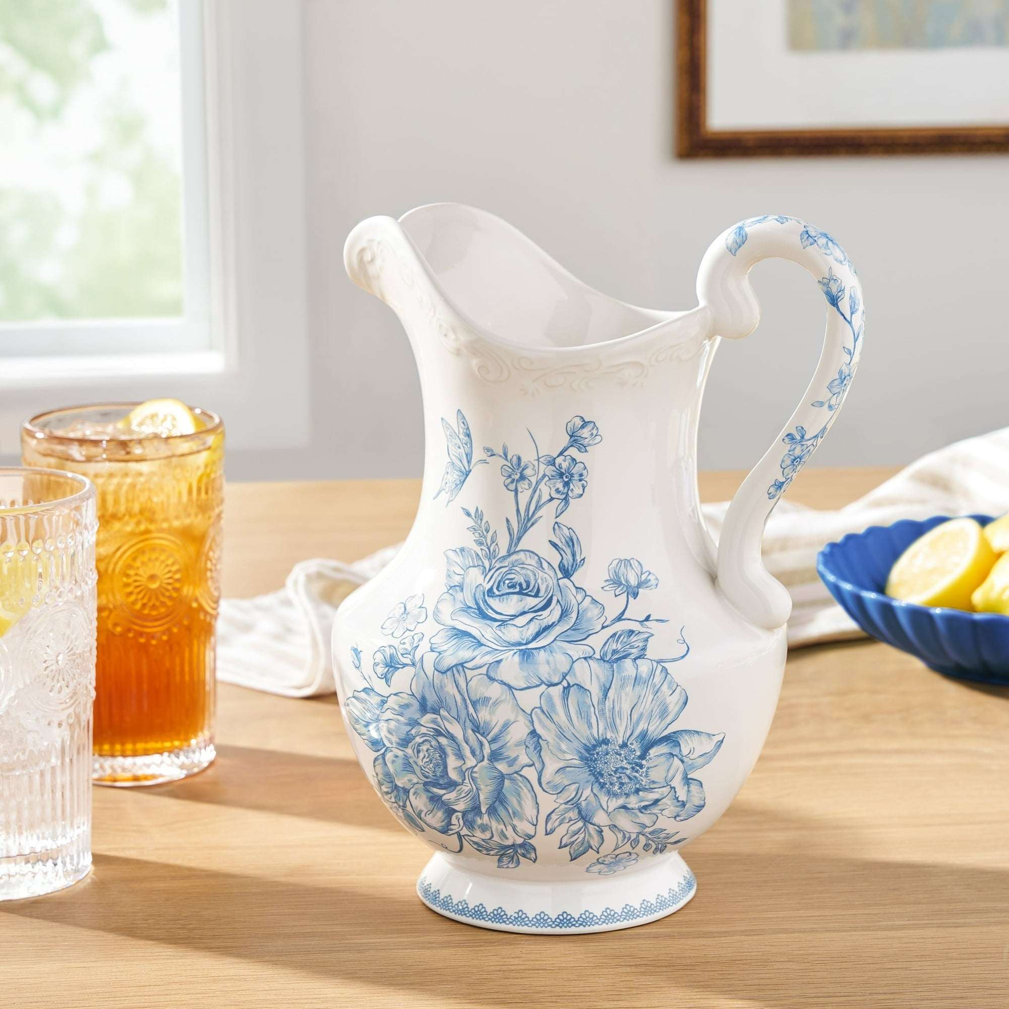 The Pioneer Woman Agatha Stoneware 2-Quart Pitcher, Blue - Image 2