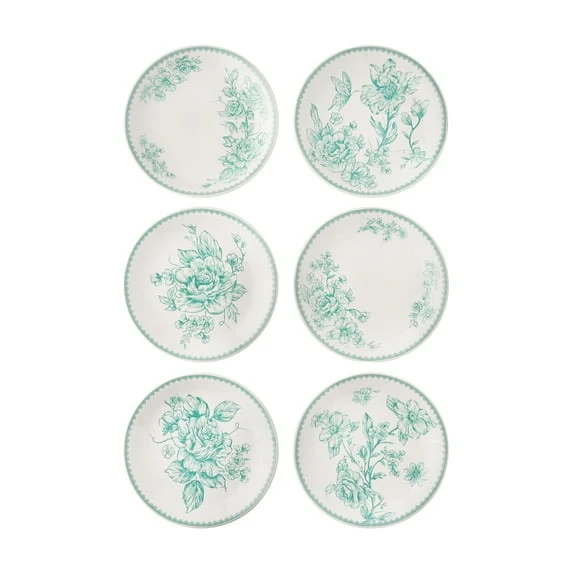 The Pioneer Woman Agatha Stoneware Appetizer Plate, Blue, Set of 6 - Image 7