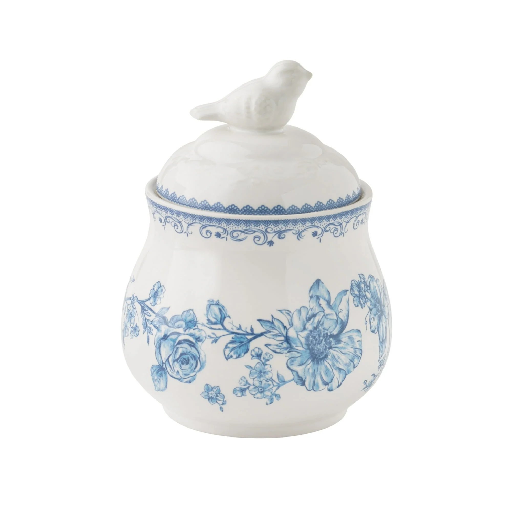 The Pioneer Woman Agatha Stoneware Sugar Bowl & Creamer Set, Blue - Image 2