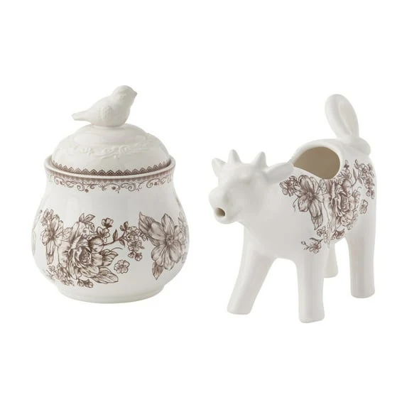 The Pioneer Woman Agatha Stoneware Sugar Bowl & Creamer Set, Blue - Image 7