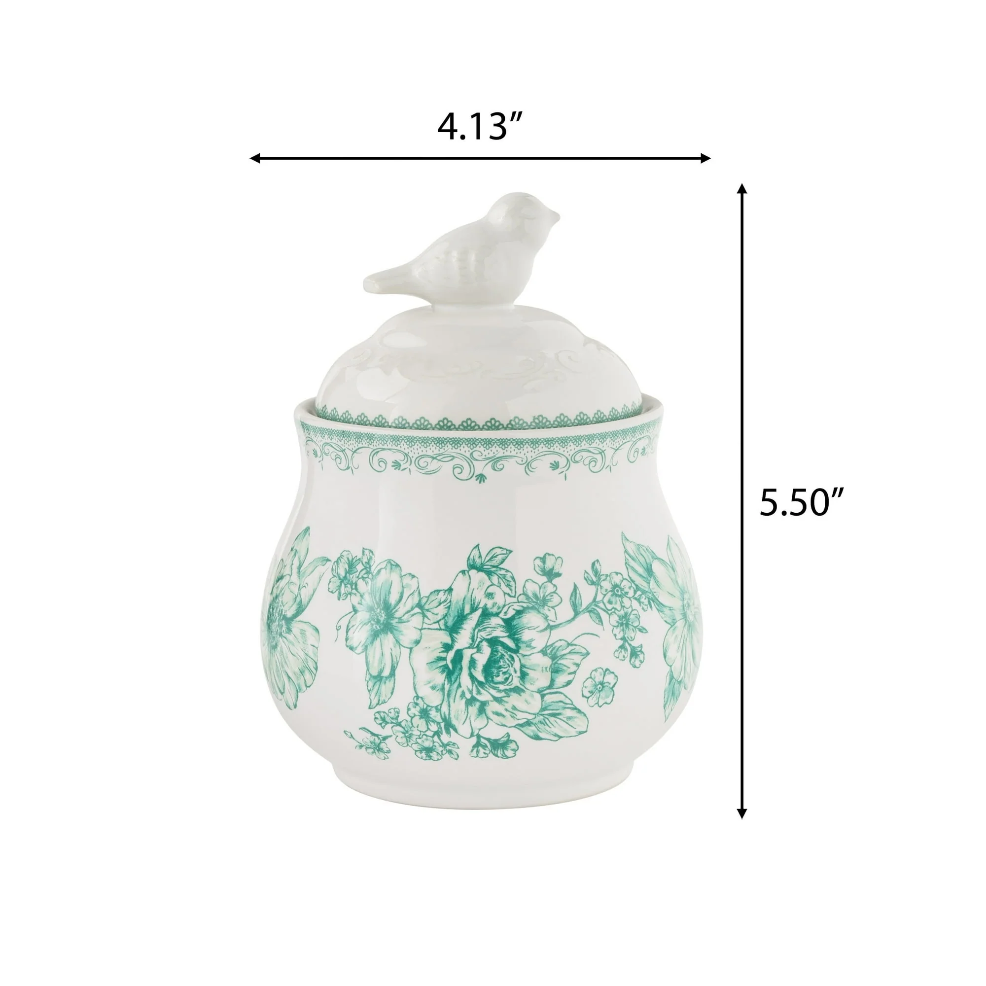 The Pioneer Woman Agatha Stoneware Sugar Bowl with Lid, Green - Image 2