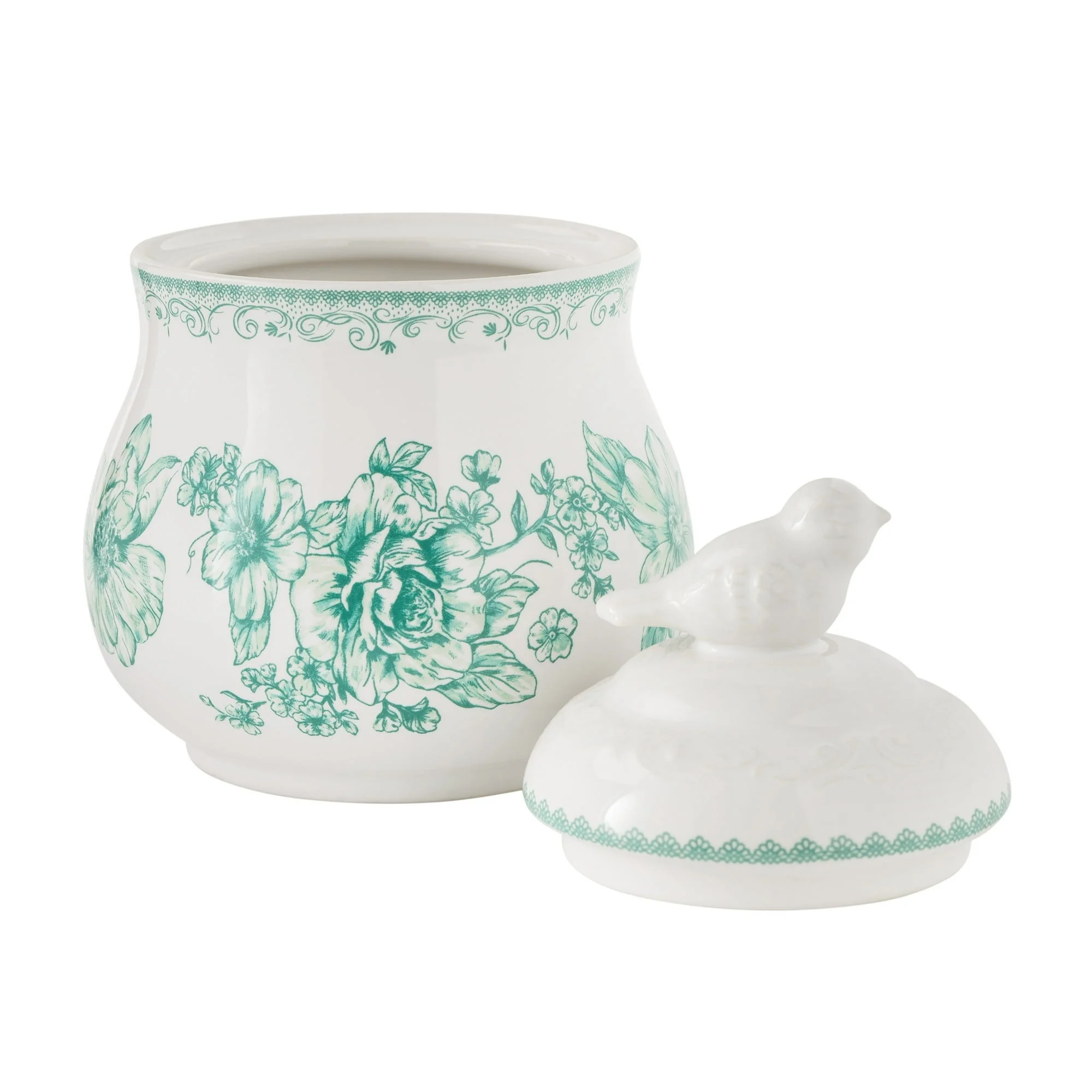 The Pioneer Woman Agatha Stoneware Sugar Bowl with Lid, Green - Image 3