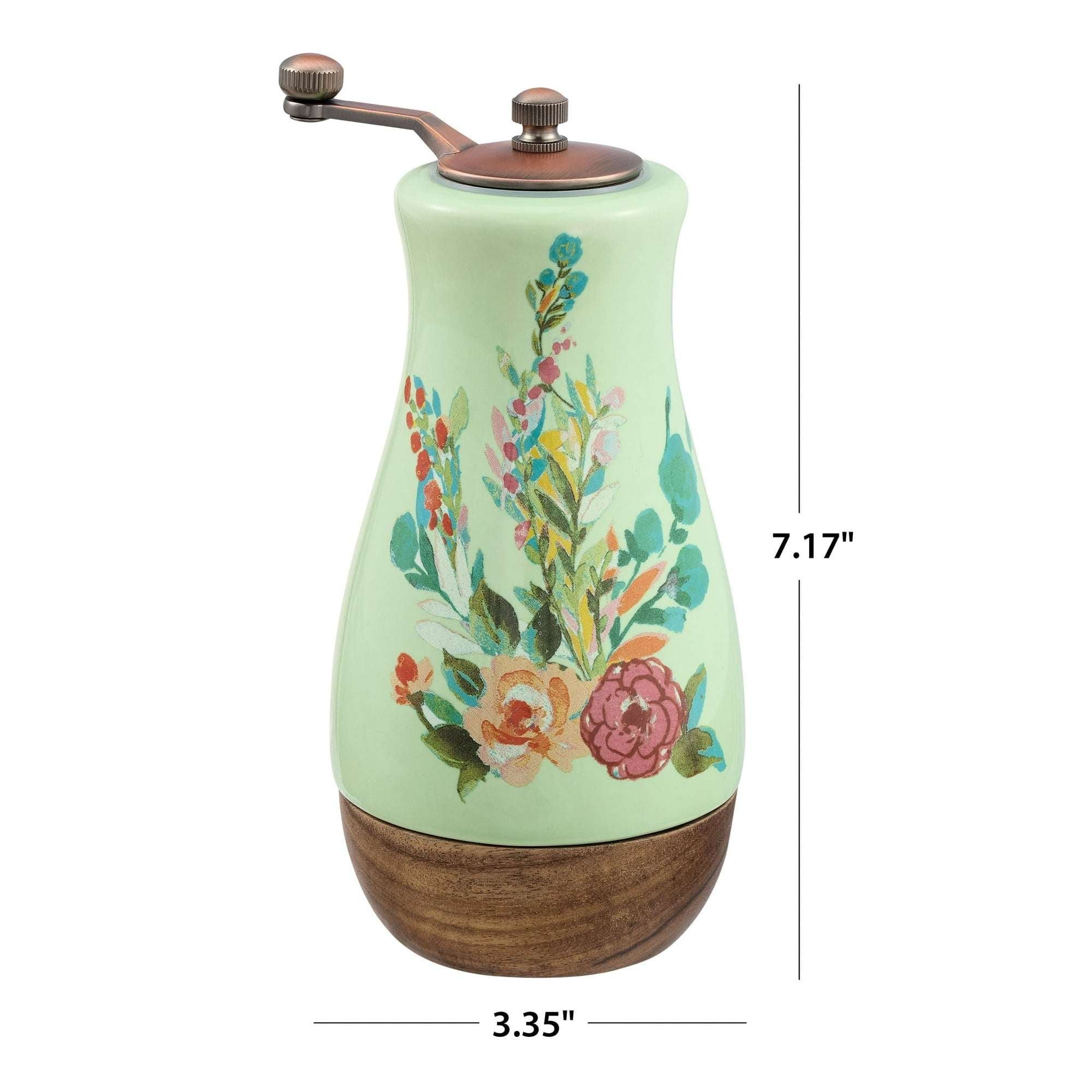 The Pioneer Woman Ceramic Painted Meadow Pepper Mill with Metal Grinder and Acacia Wood Base, A Practical Choice for Seasoning Storage and Serving - Image 3