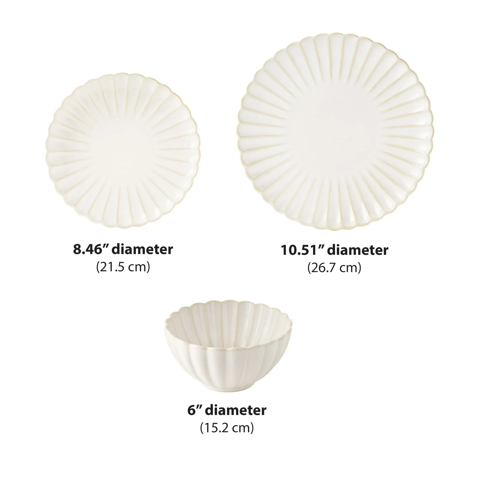 The Pioneer Woman Colette 12-Piece Stoneware Dinnerware Set, Cream - Image 3