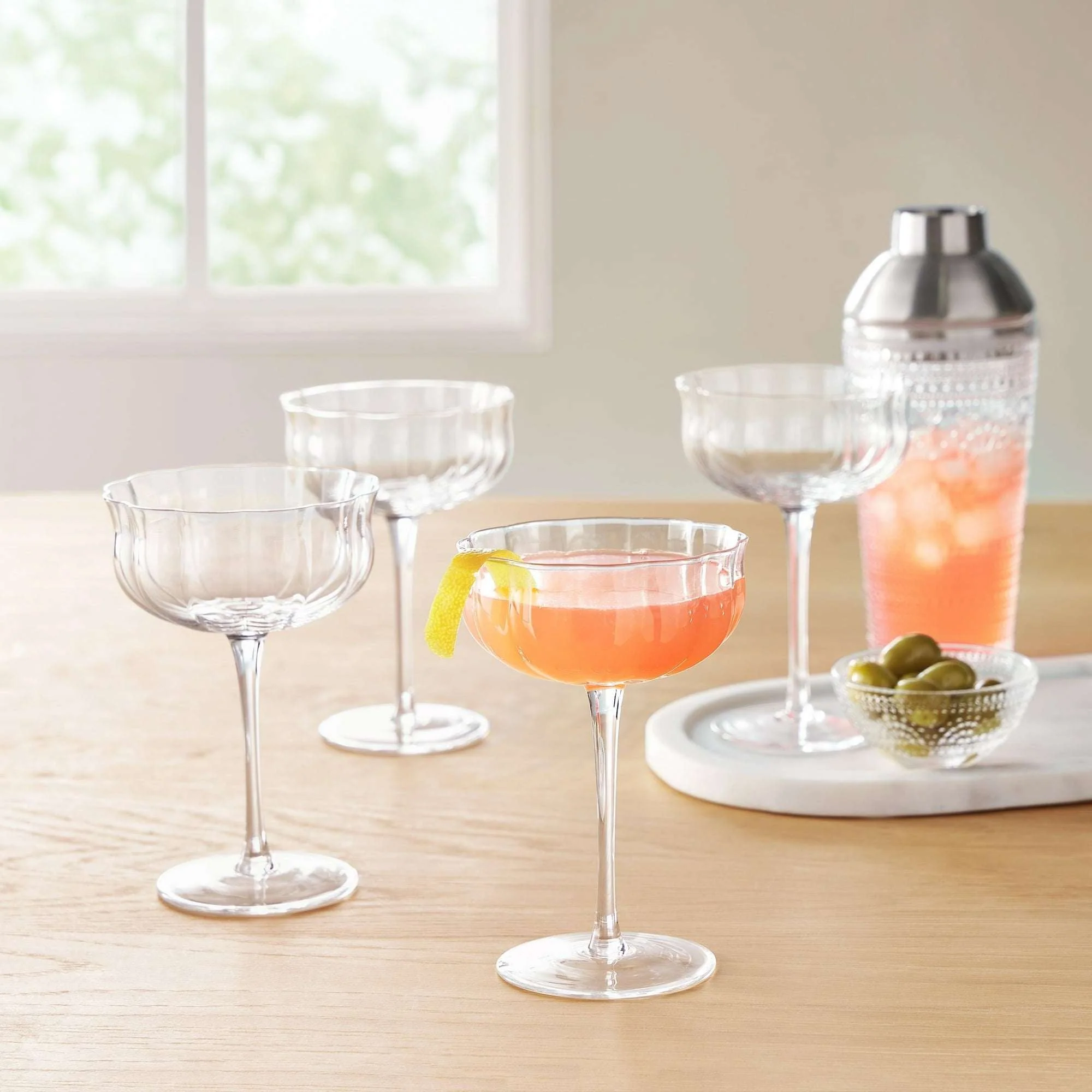 The Pioneer Woman Colette 8-Ounce Scalloped Cocktail Glasses, Clear, Set of 4 - Image 4