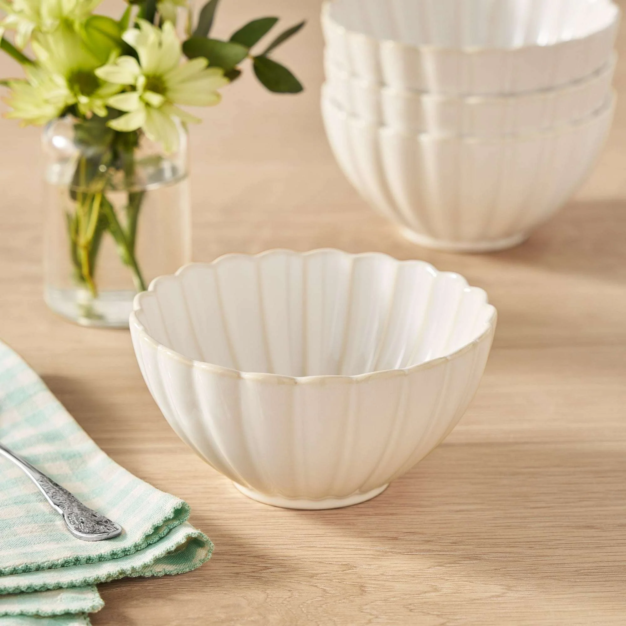 The Pioneer Woman Colette Stoneware Cereal Bowl, Cream - Image 2