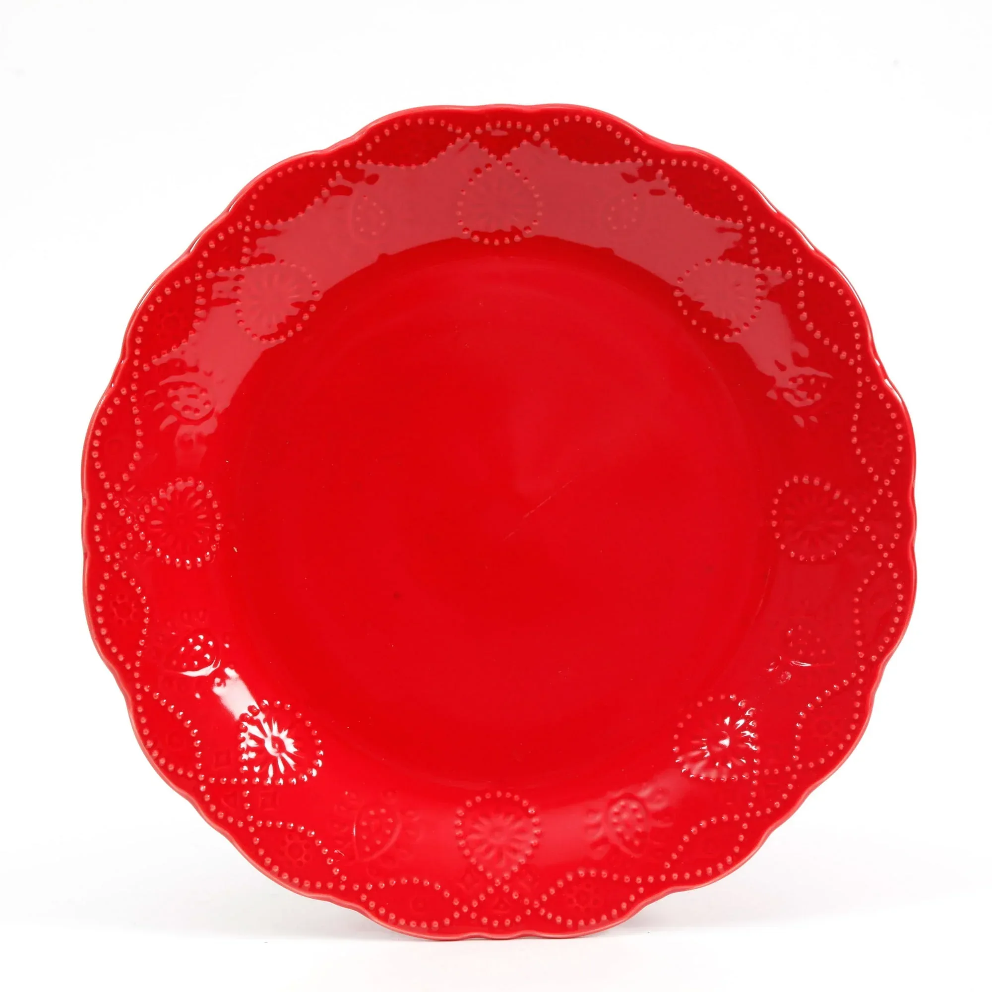 The Pioneer Woman Cowgirl Lace 12-Piece Dinnerware Set, Red - Image 4