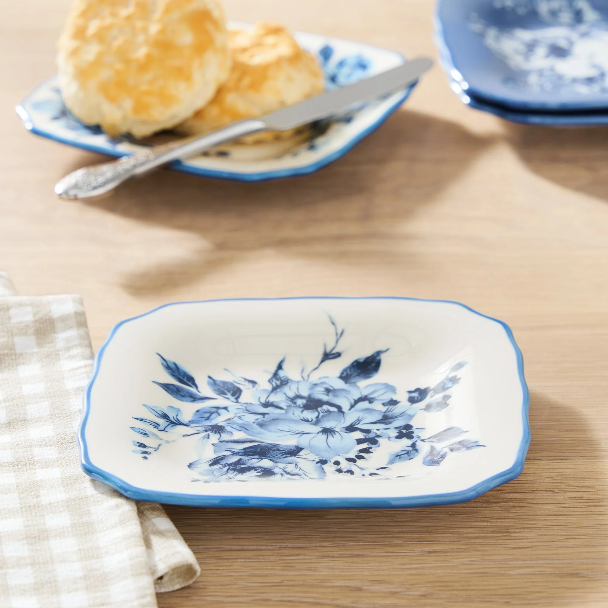 The Pioneer Woman Delilah Stoneware Appetizer Plates, Blue, Set of 6 - Image 6