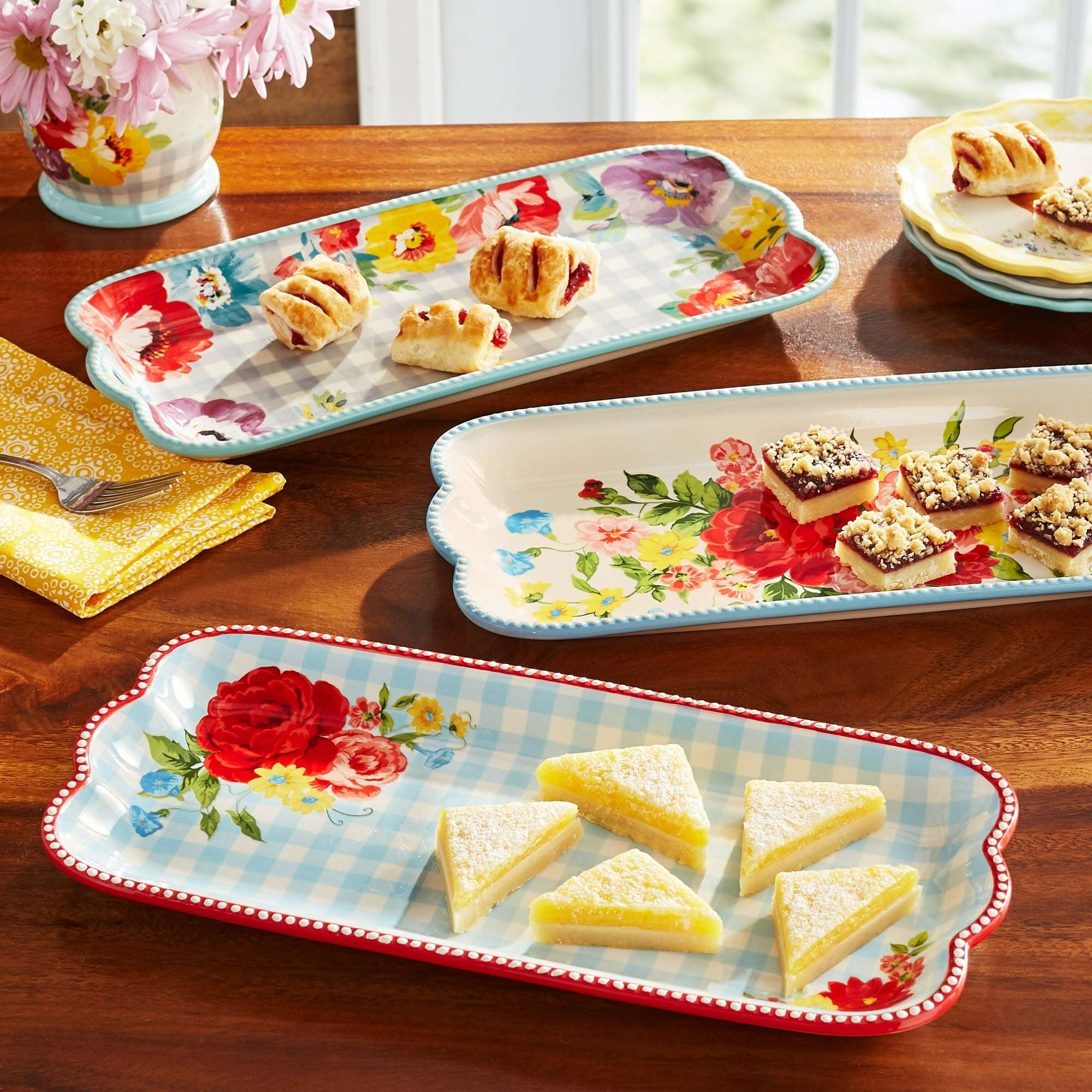 The Pioneer Woman Floral Medley 3-Piece Ceramic Serving Platter Set - Image 7