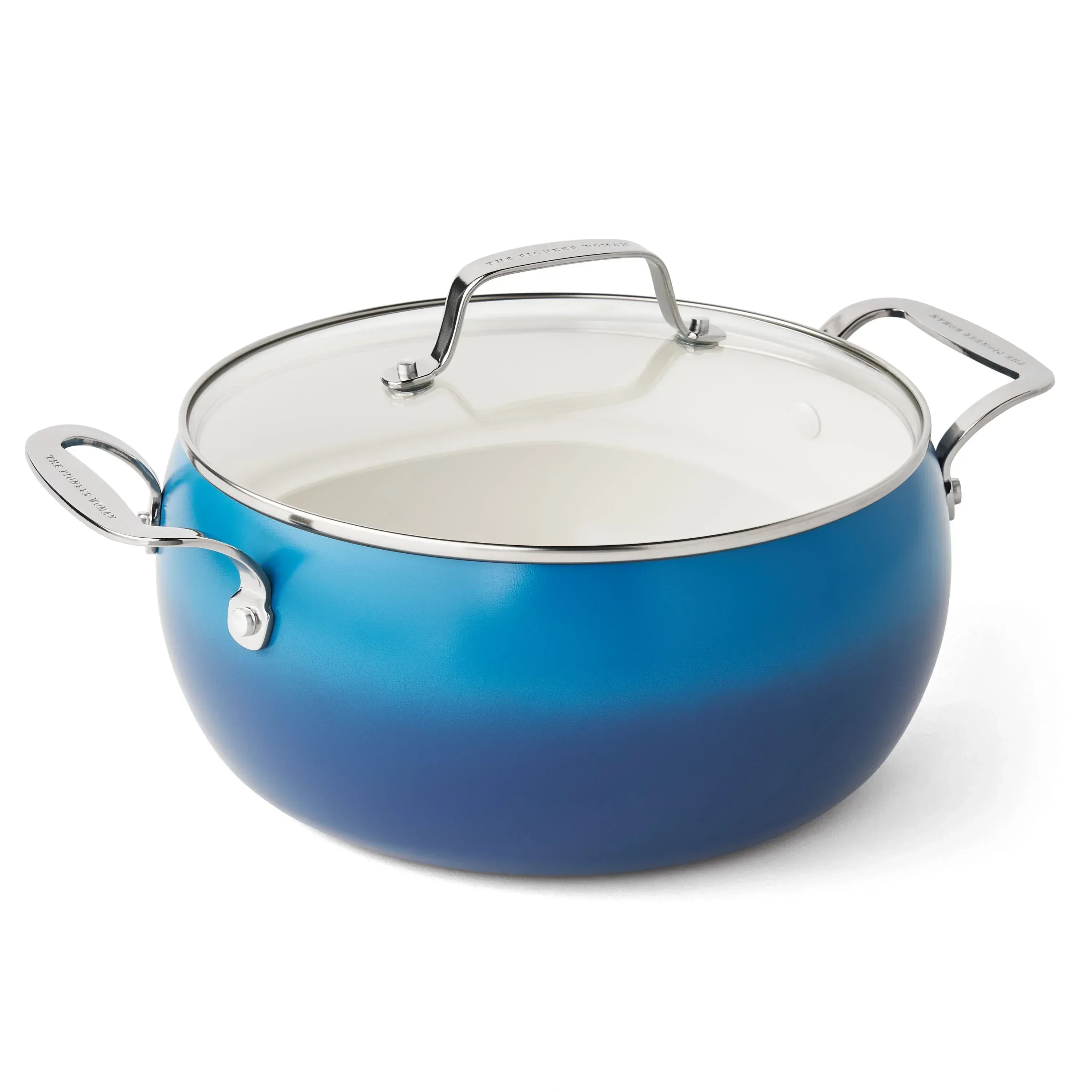 The Pioneer Woman Harlow 7.5 qt Ceramic Non-Stick Stock Pot with Lid, Denim Blue