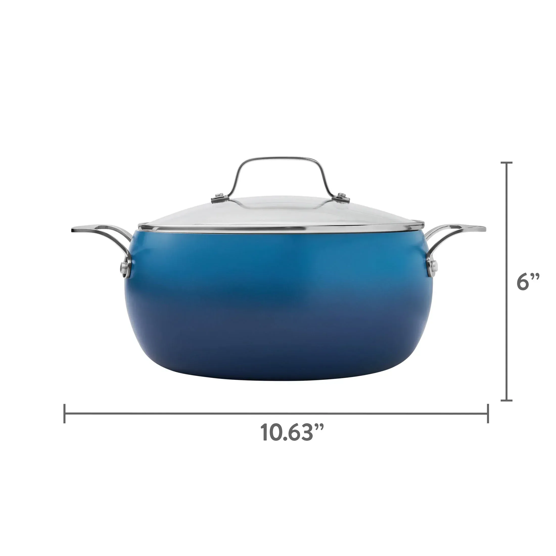 The Pioneer Woman Harlow 7.5 qt Ceramic Non-Stick Stock Pot with Lid, Denim Blue - Image 7