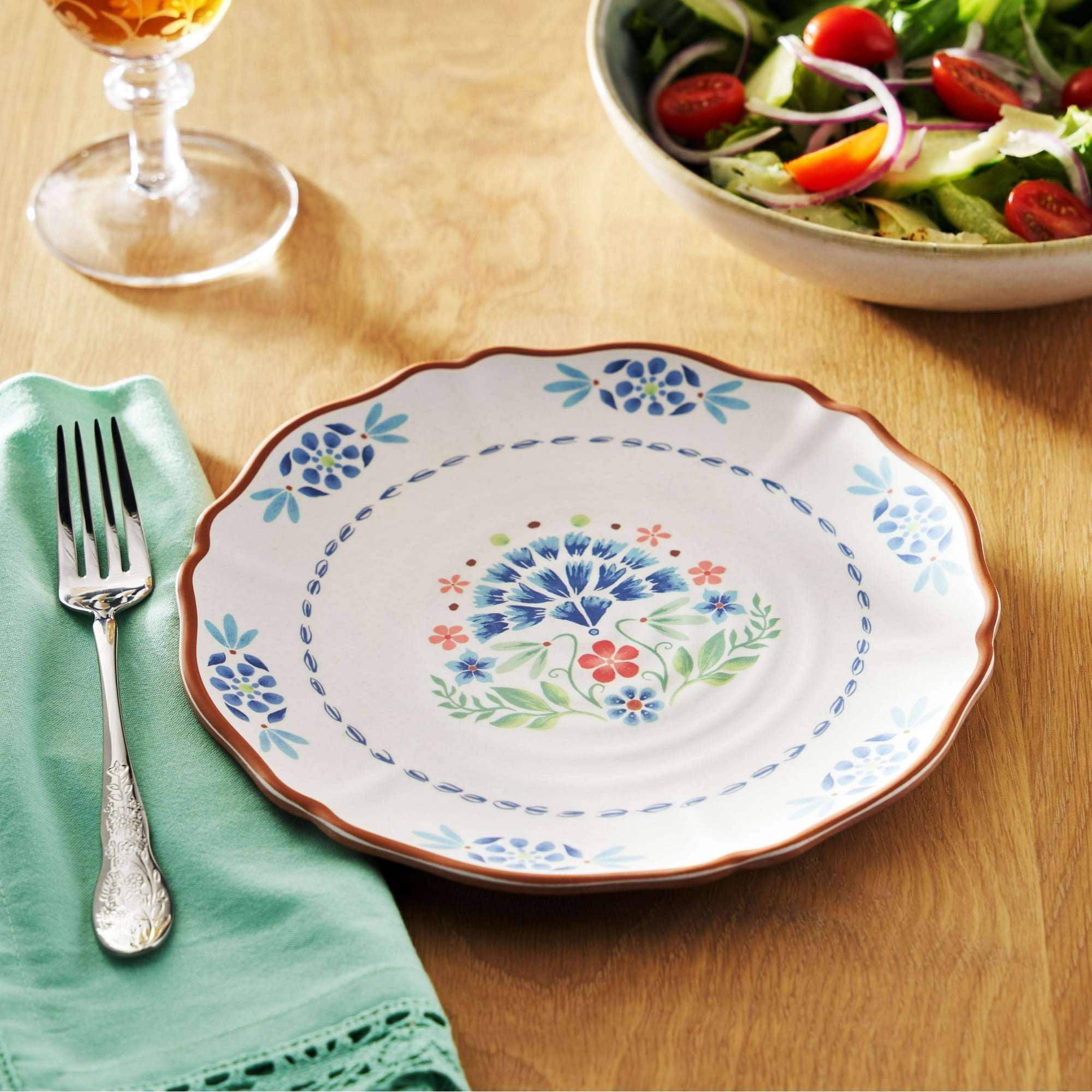 The Pioneer Woman Hattie 12-Piece Bamboo Melamine Dinnerware Set, Multicolor - Image 3