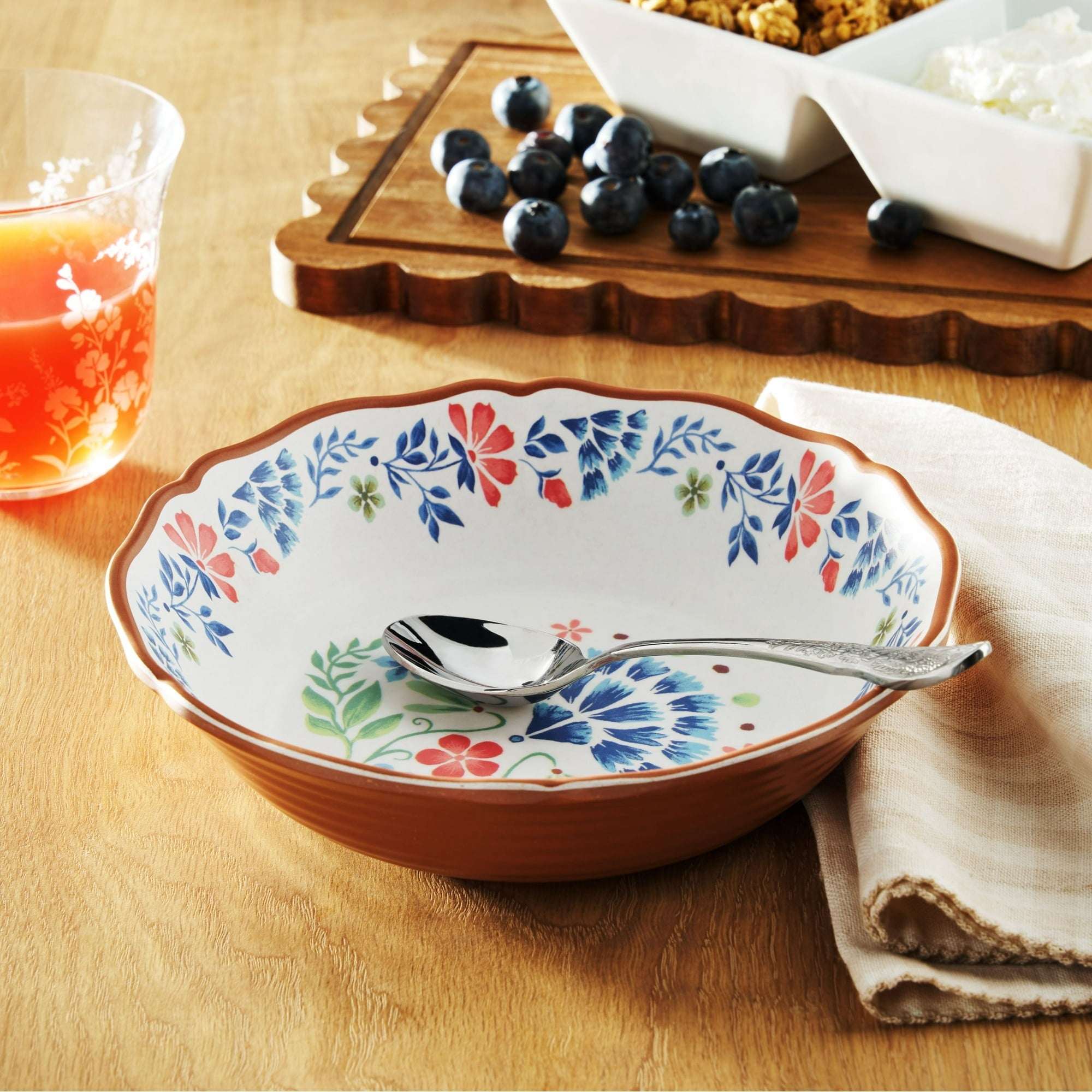 The Pioneer Woman Hattie 12-Piece Bamboo Melamine Dinnerware Set, Multicolor - Image 6