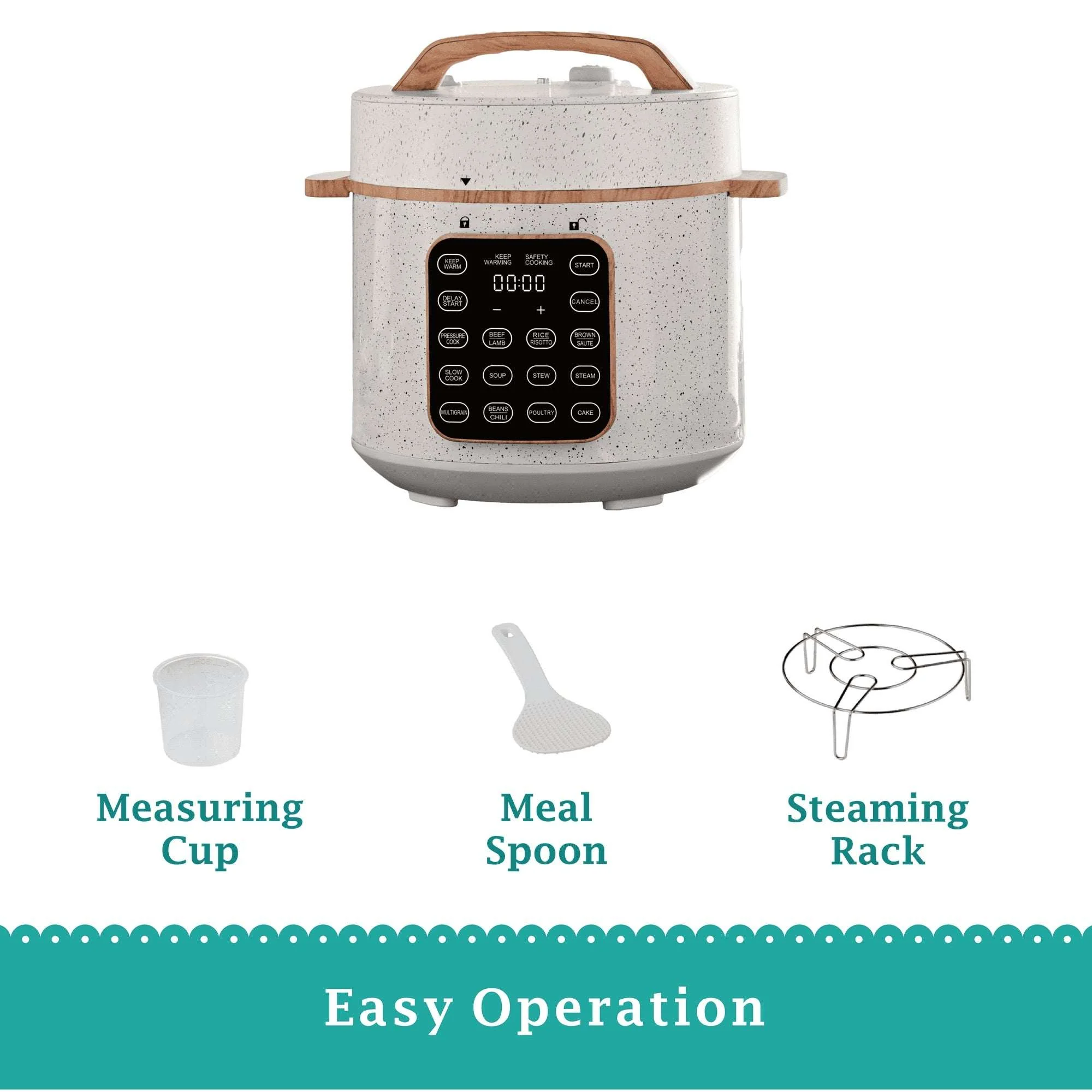The Pioneer Woman Linen Speckle 6-Quart Pressure Cooker with Touch Control Display - Image 5