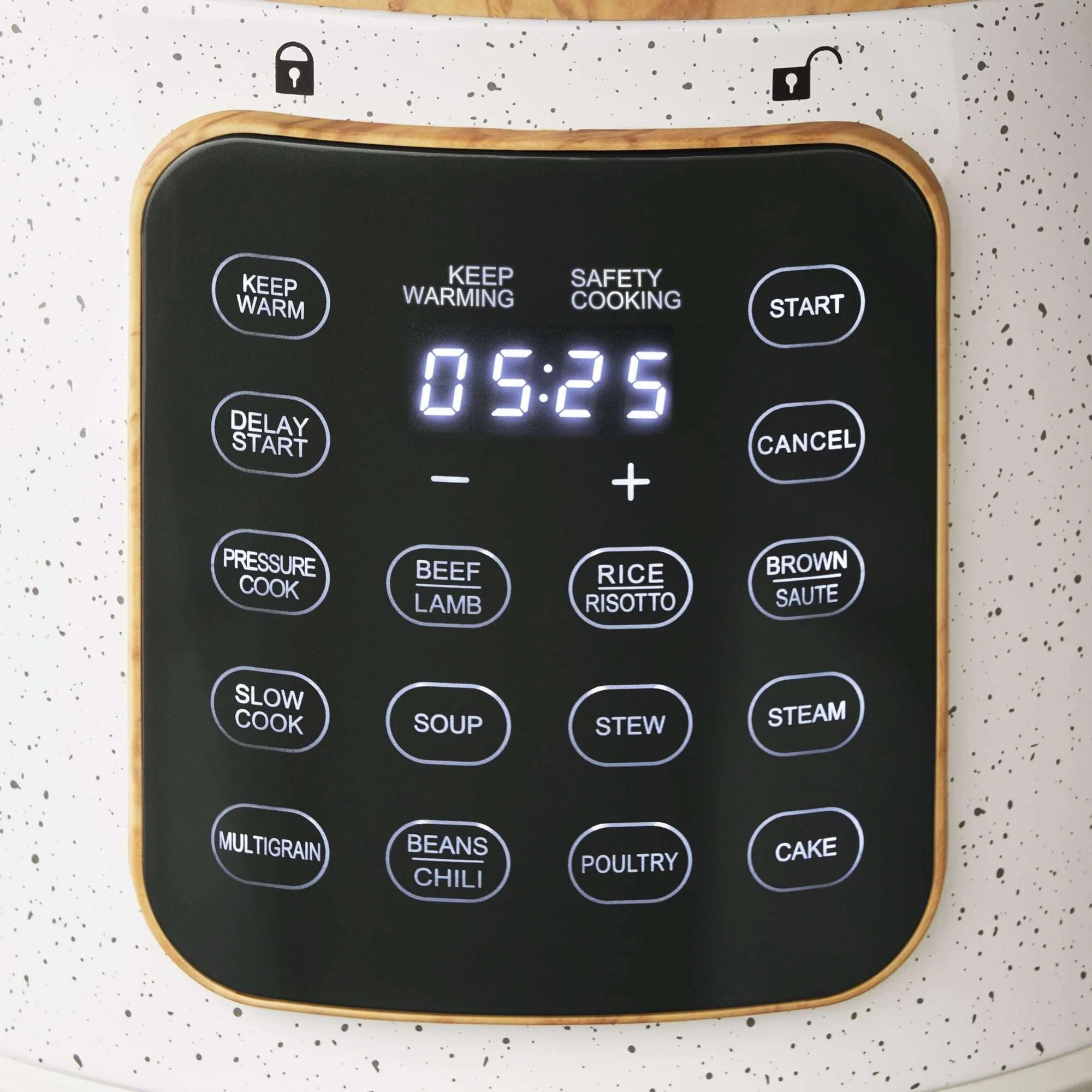The Pioneer Woman Linen Speckle 6-Quart Pressure Cooker with Touch Control Display - Image 6