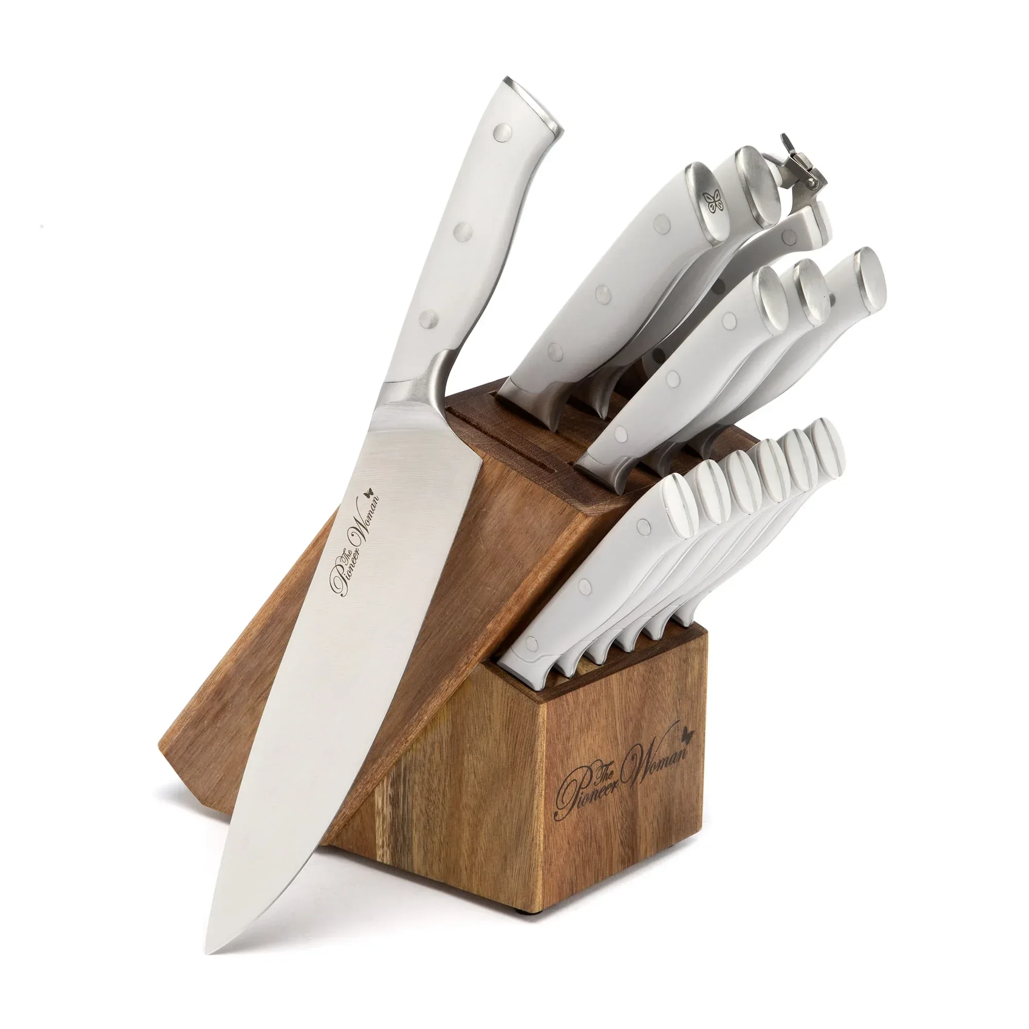 The Pioneer Woman Pioneer Signature 14-Piece Stainless Steel Knife Block Set, Red - Image 7
