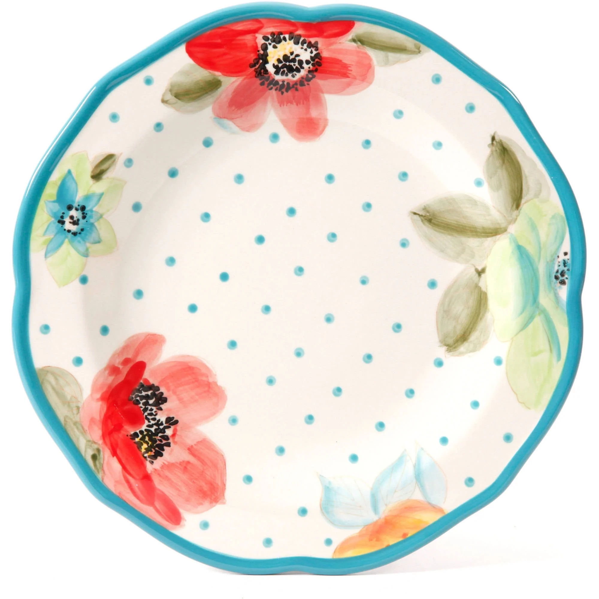 The Pioneer Woman Vintage Bloom 12-Piece Dinnerware Set, Turquoise - Image 4