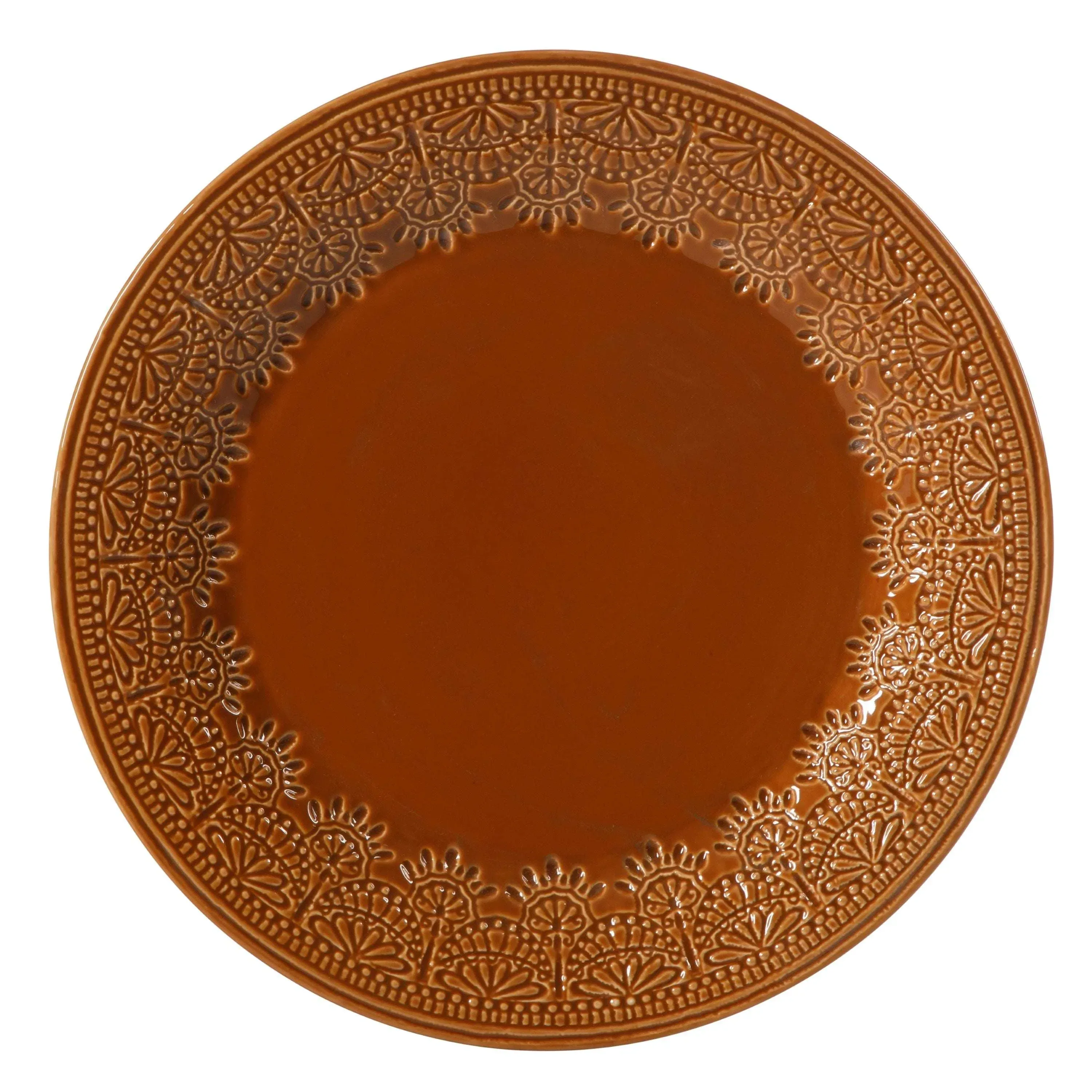 The Pioneer Woman Vintage Lace 12-Piece Ceramic Dinnerware Set, Caramel - Image 6
