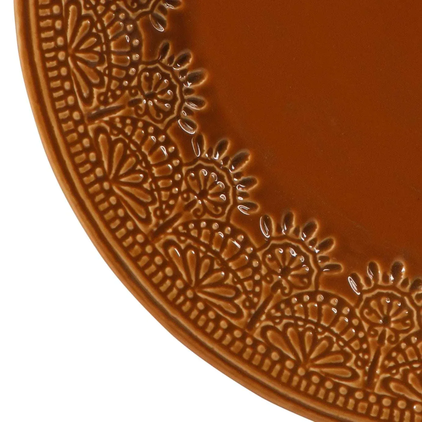 The Pioneer Woman Vintage Lace 12-Piece Ceramic Dinnerware Set, Caramel - Image 7