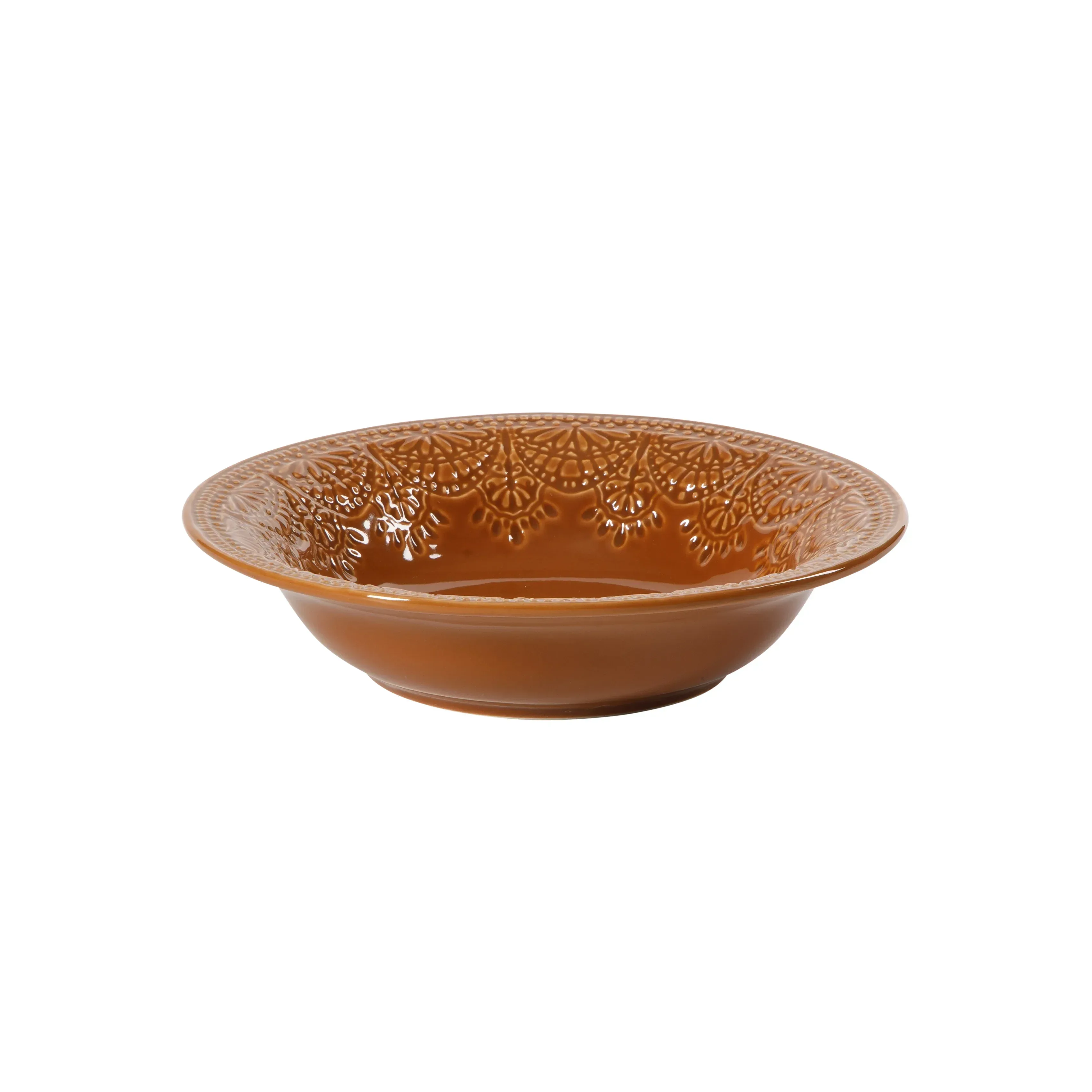 The Pioneer Woman Vintage Lace 12-Piece Ceramic Dinnerware Set, Caramel - Image 9