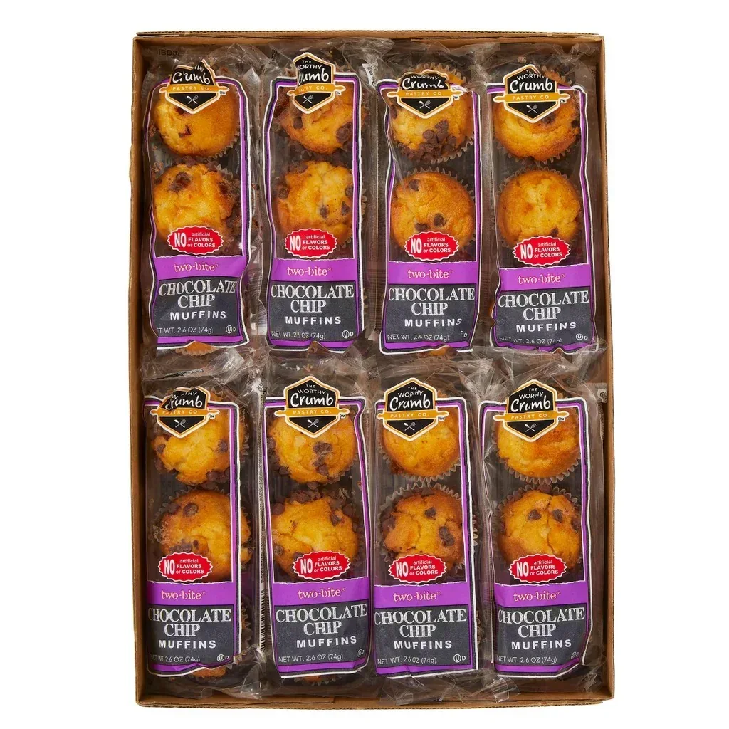 The Worthy Crumb, Mini Muffins, Chocolate Chip, 2.6 oz, 16 Count