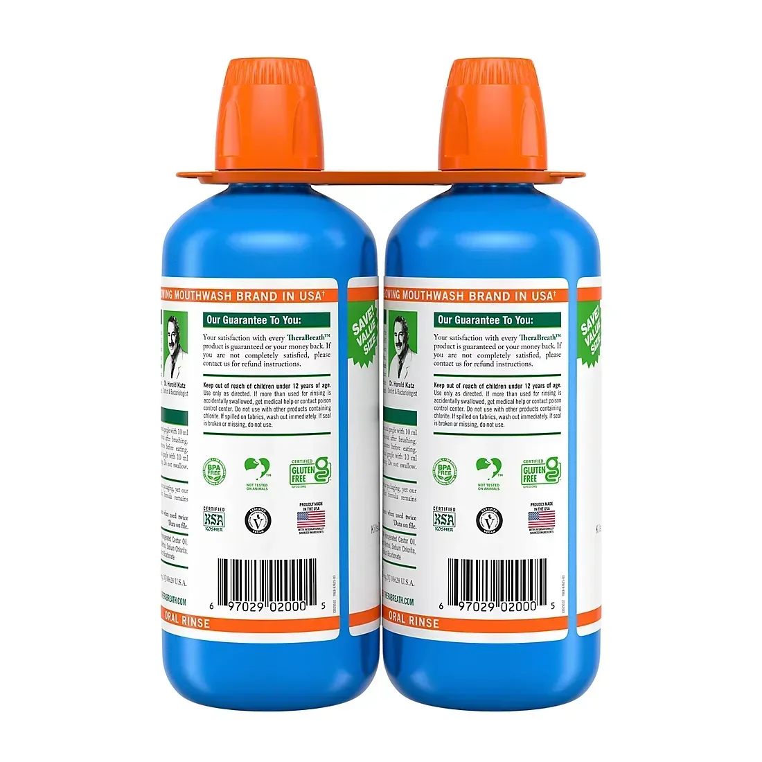 TheraBreath Fresh Breath Mouthwash, Alcohol-Free, Icy Mint, 2 pk./1L - Image 4