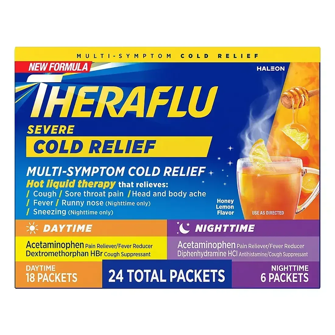 Theraflu Multi-Symptom Severe Cold & Nighttime Cold & Cough Powder, 24ct (18 Day + 6 Night)