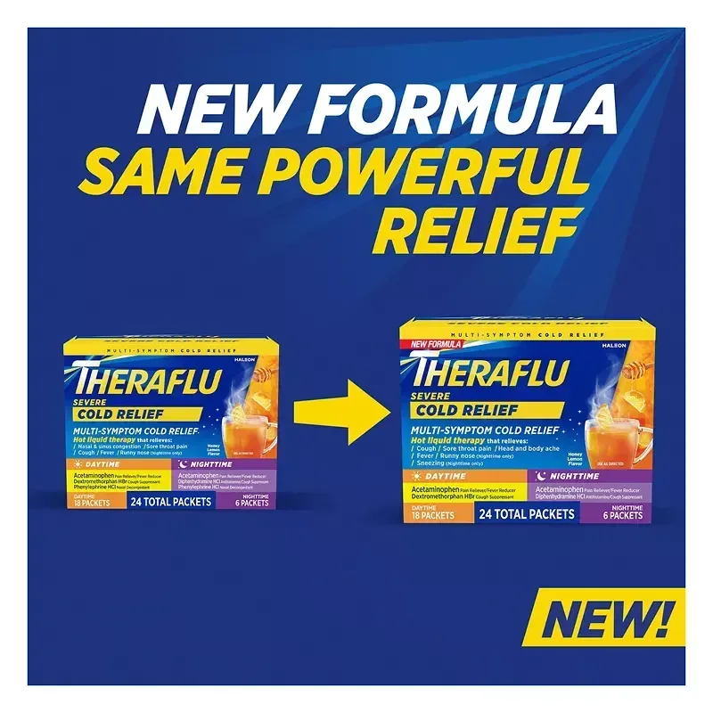 Theraflu Multi-Symptom Severe Cold & Nighttime Cold & Cough Powder, 24ct (18 Day + 6 Night) - Image 5