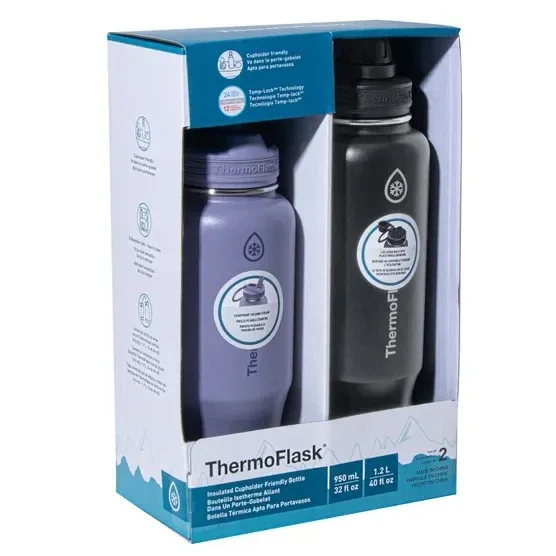 ThermoFlask 32 oz and 40 oz Cup Holder Friendly Bottle Combo, 2-pack - Image 8