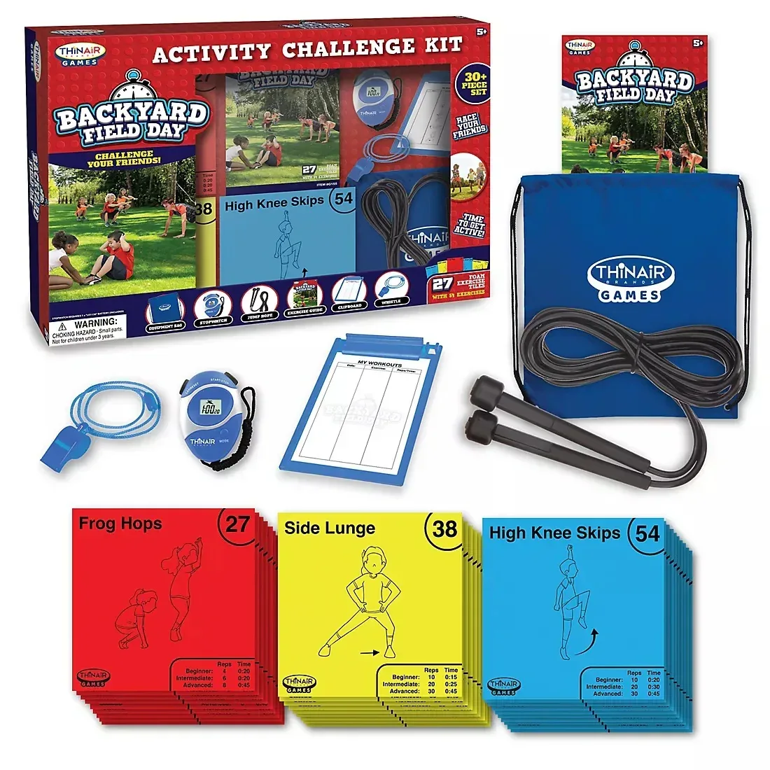 Thin Air Brands Backyard Field Day Obstacle Course Game With 27 Double-sided Foam Challenge Tiles