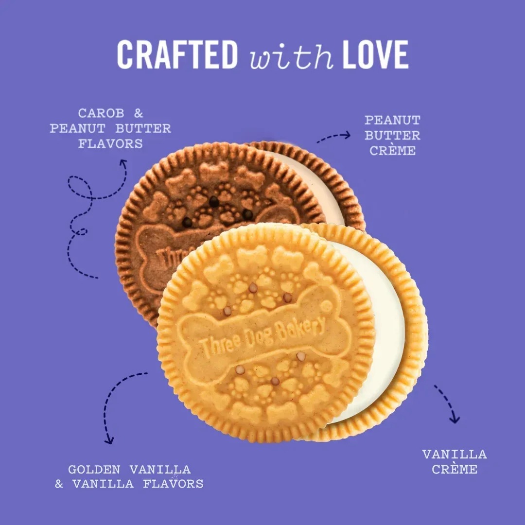 Three Dog Bakery 2-Pack Lick'n Crunch! Carob & Peanut Butter/Golden & Vanilla - Image 4