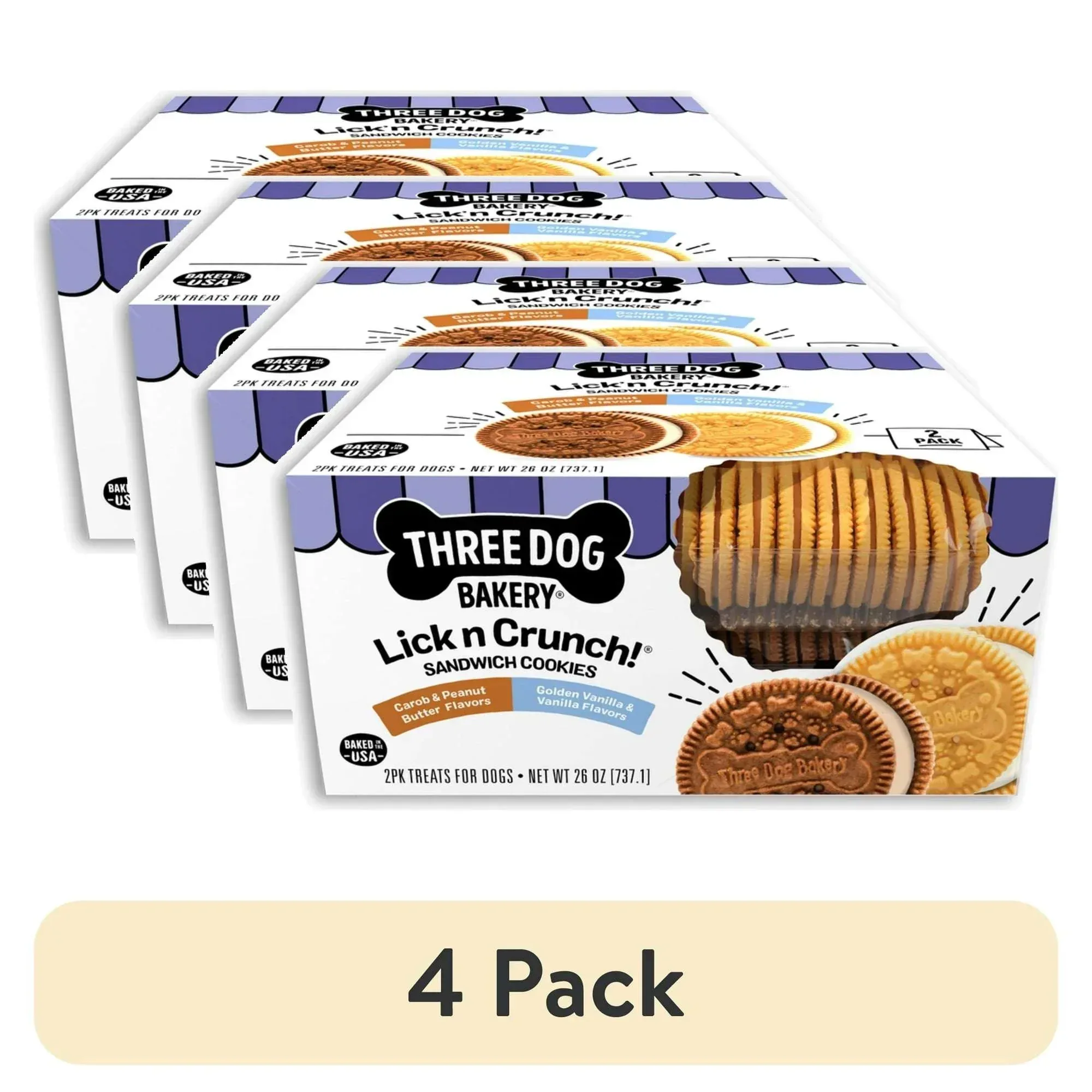 Three Dog Bakery 2-Pack Lick'n Crunch! Carob & Peanut Butter/Golden & Vanilla - Image 8