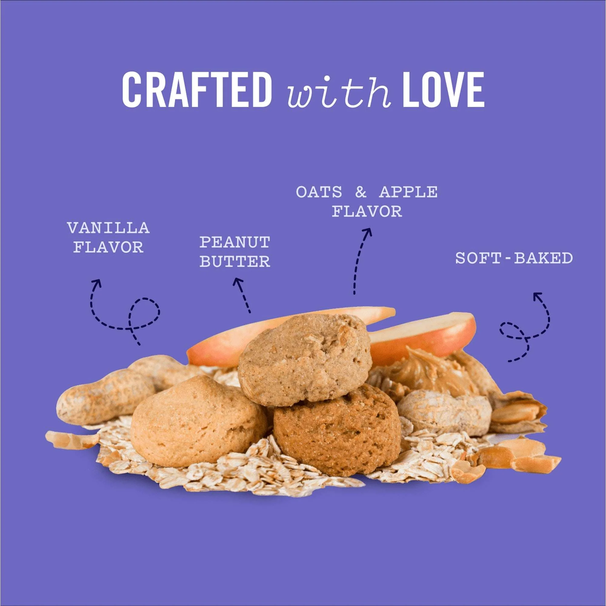 Three Dog Bakery Peanut Butter, Vanilla, Oats & Apple Flavor Soft Dog Treats, 26 oz. Bag - Image 5