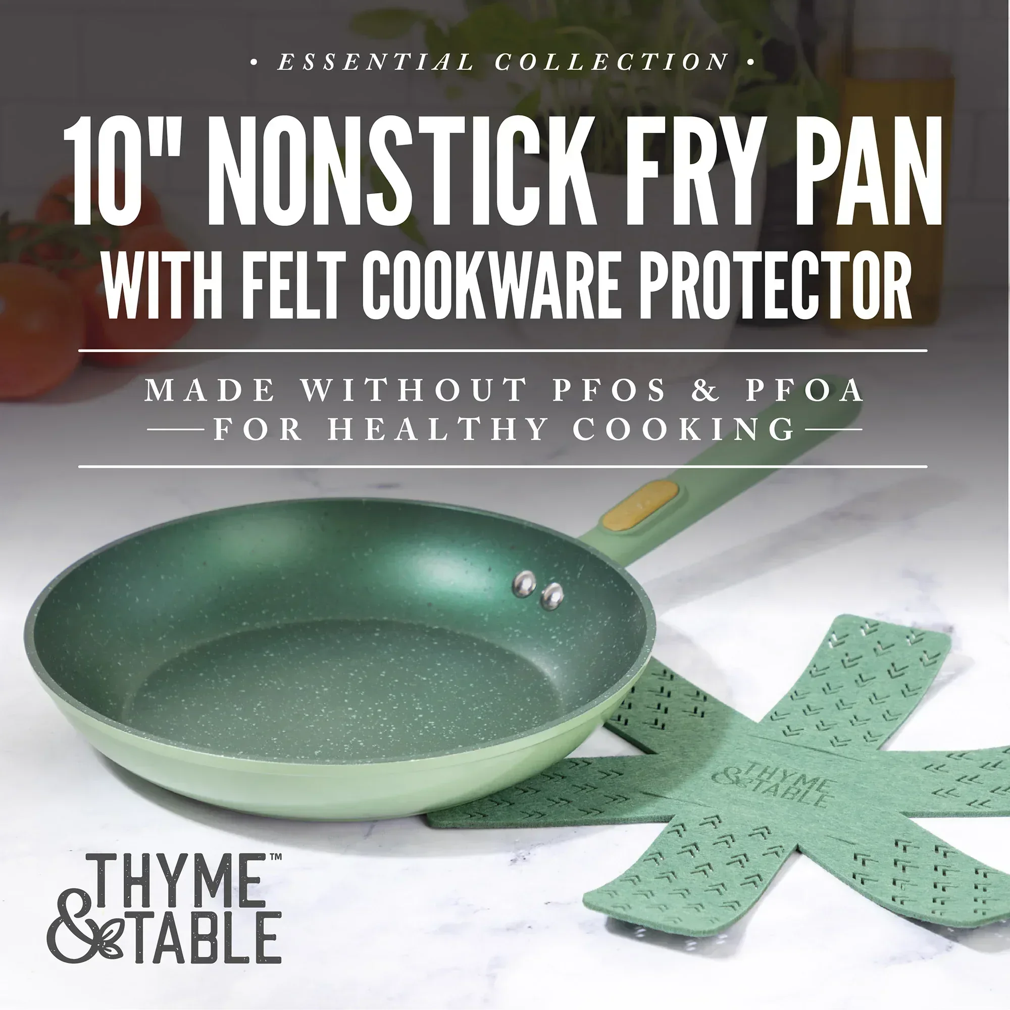 Thyme & Table 10" Non-Stick Fry Pan - Green, Granite Collection - Image 3