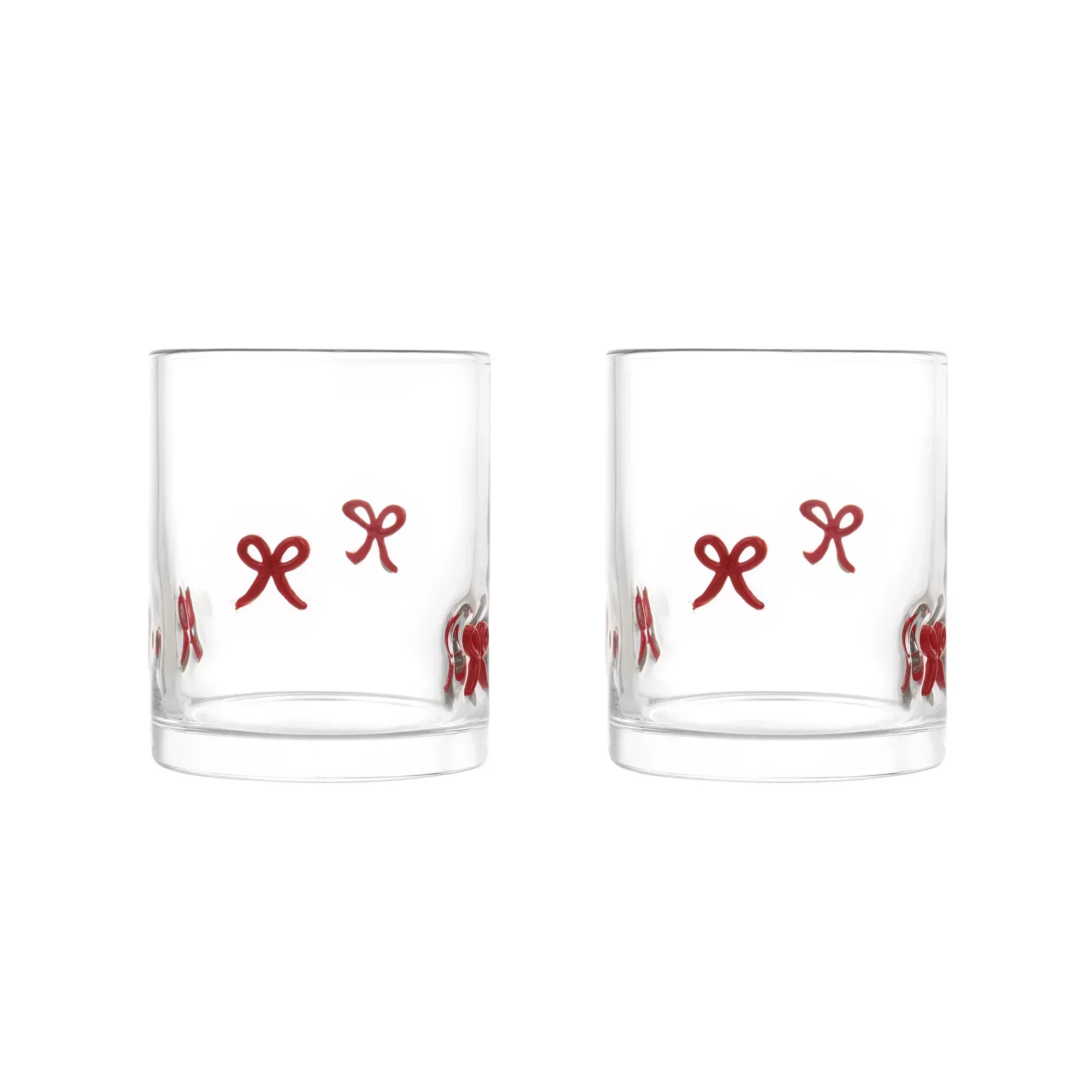 Thyme & Table 12 fl oz Valentine's Day Pink Bows Charm Drinking Glasses, Set of 2 - Image 6