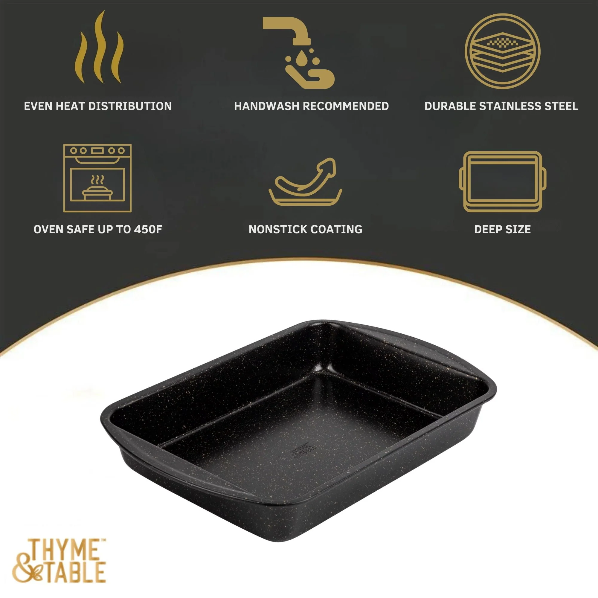 Thyme & Table 15"x11" Nonstick Lasagna Pan - Black - Image 5