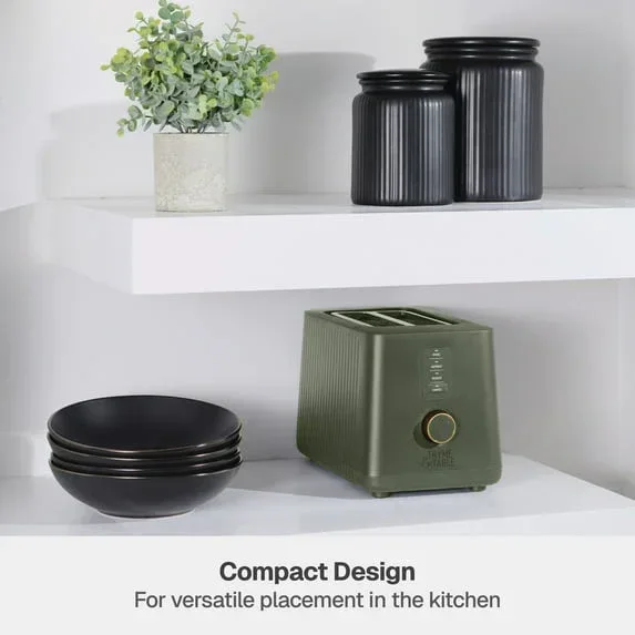 Thyme & Table 2-Slice Toaster, Extra-Wide Slots with Removable Crumb Tray, Dusty Moss - Image 2