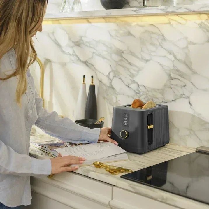 Thyme & Table 2-Slice Toaster, Extra-Wide Slots with Slide-Out Removable Crumb Tray, Slate Grey - Image 12