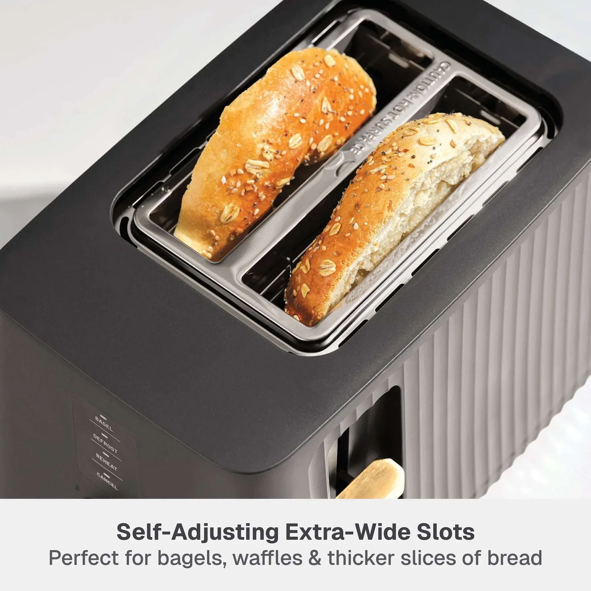 Thyme & Table 2-Slice Toaster, Extra-Wide Slots with Slide-Out Removable Crumb Tray, Slate Grey - Image 6