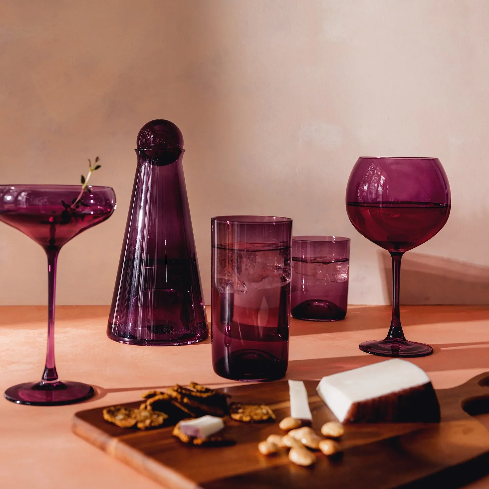 Thyme & Table 20 fl oz Magenta Sphere Drinking Glasses, Set of 4 - Image 2