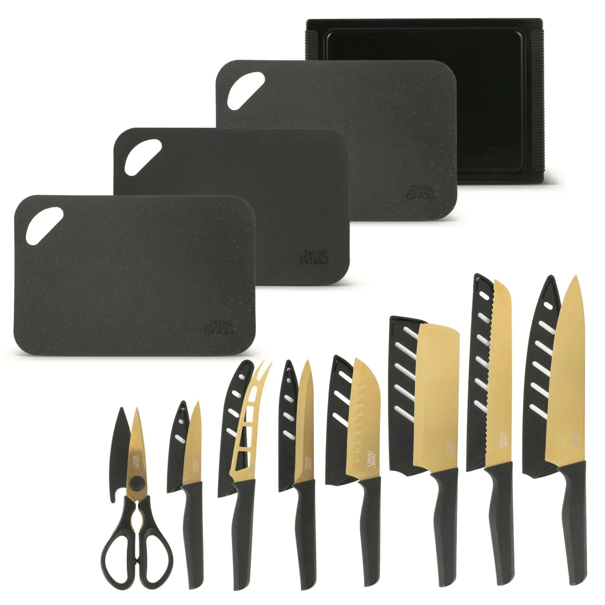 Thyme & Table 20-Piece Knife Set - Black