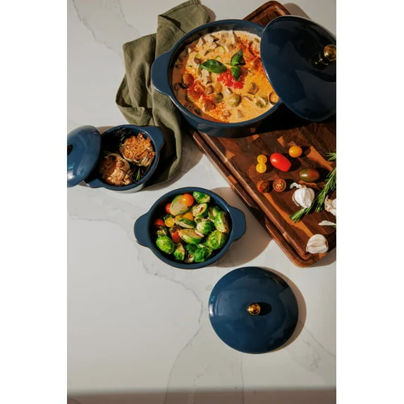 Thyme & Table 3-Piece Ceramic Casserole Set – Atlantic Blue - Image 2