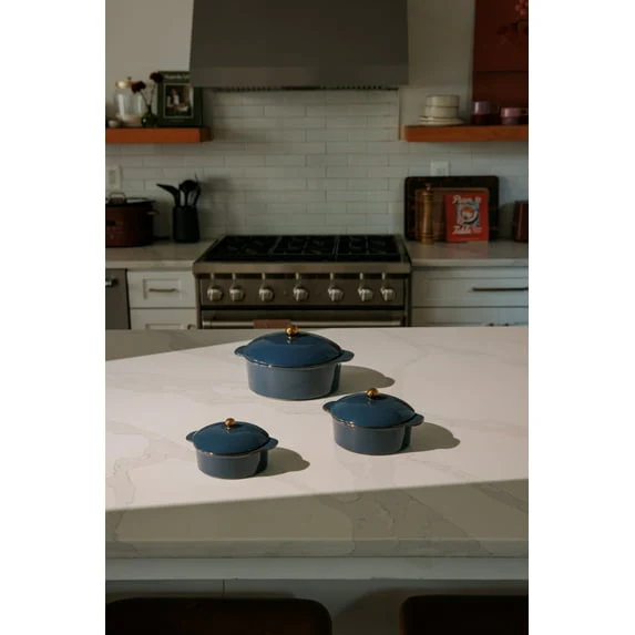 Thyme & Table 3-Piece Ceramic Casserole Set – Atlantic Blue - Image 3