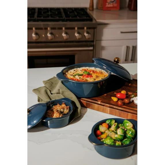 Thyme & Table 3-Piece Ceramic Casserole Set – Atlantic Blue - Image 4