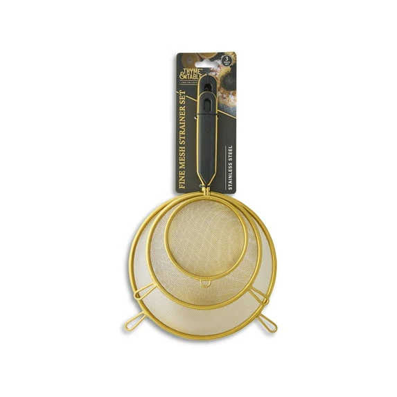 Thyme & Table 3-Piece Fine Mesh Gold Strainer Set - Image 2