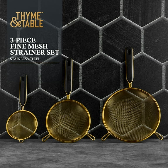 Thyme & Table 3-Piece Fine Mesh Gold Strainer Set - Image 4