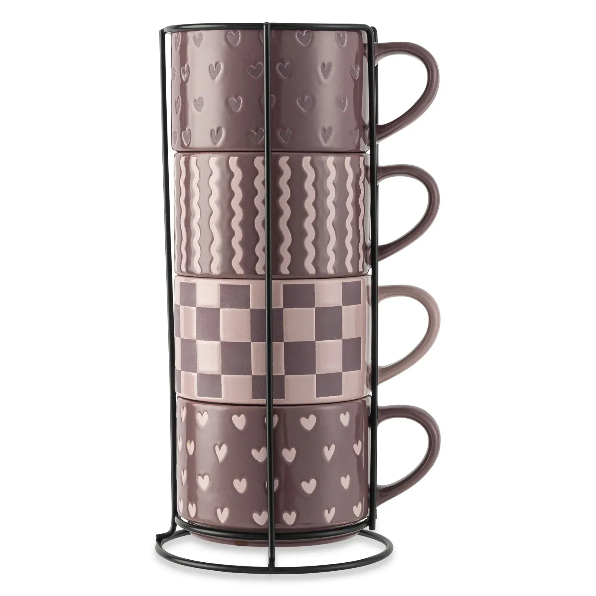 Thyme & Table 4 Pack Stacking Mugs, Reactive Mix of Colors 11.1 fl oz, Stoneware - Image 7